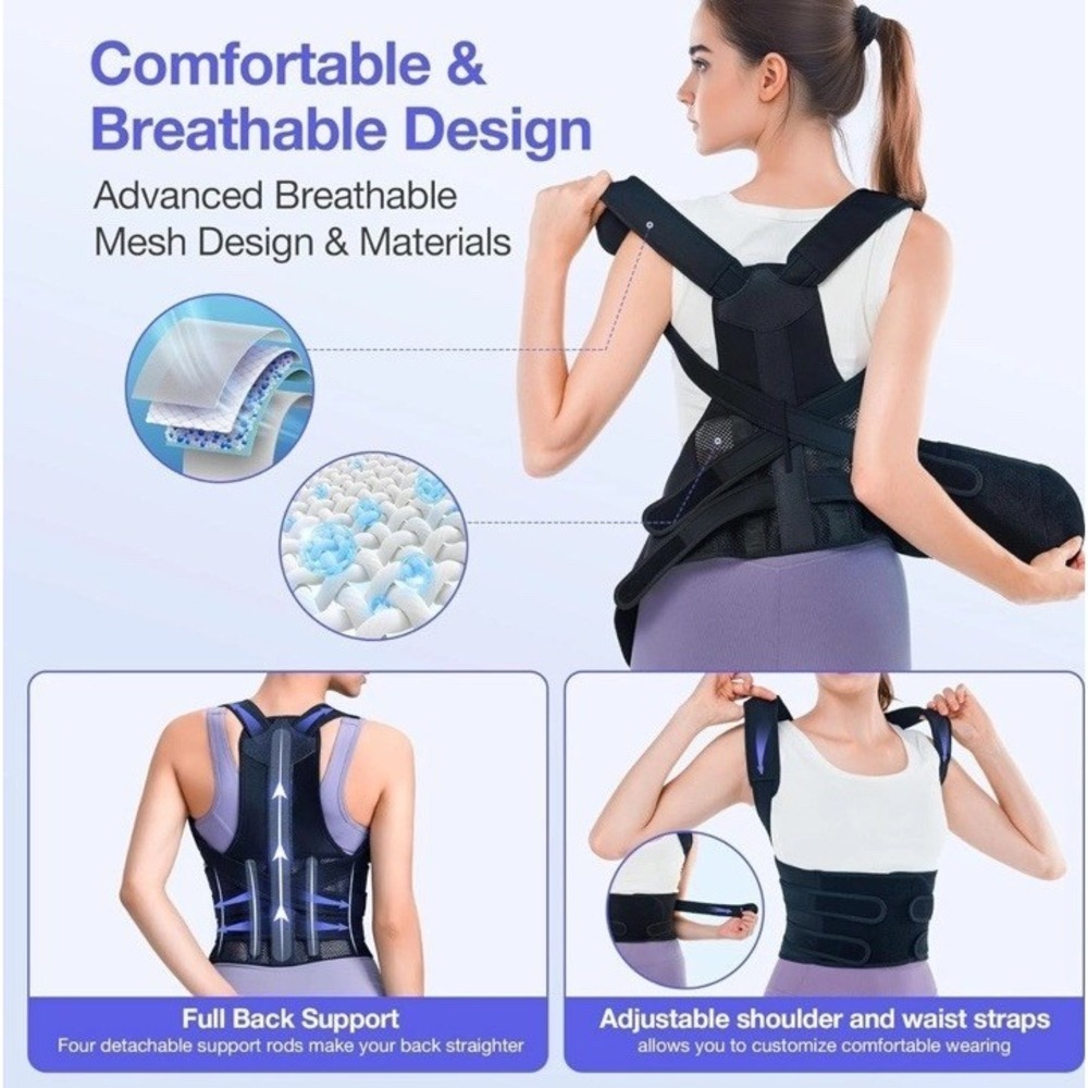 Posture Corrector for Women and Men Upgraded Full Back Brace Support Belt Medium - Picture 6 of 7
